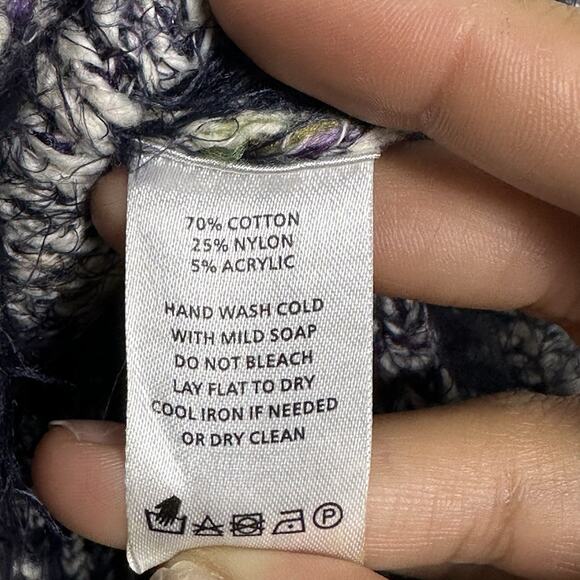 LILLA P Crochet Knit Eyelash Sweater Womens Size M Blue Chunky Butter Soft Cozy - Picture 4 of 7